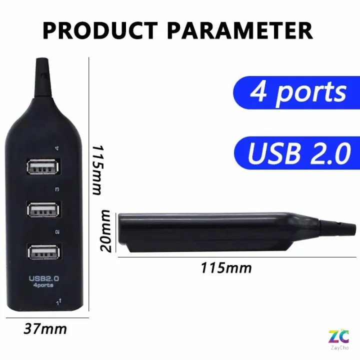 🔌 4 Port USB 2.0 Hub Multi USB Splitter Hub Use Power Adapter 💻 | Shop ...
