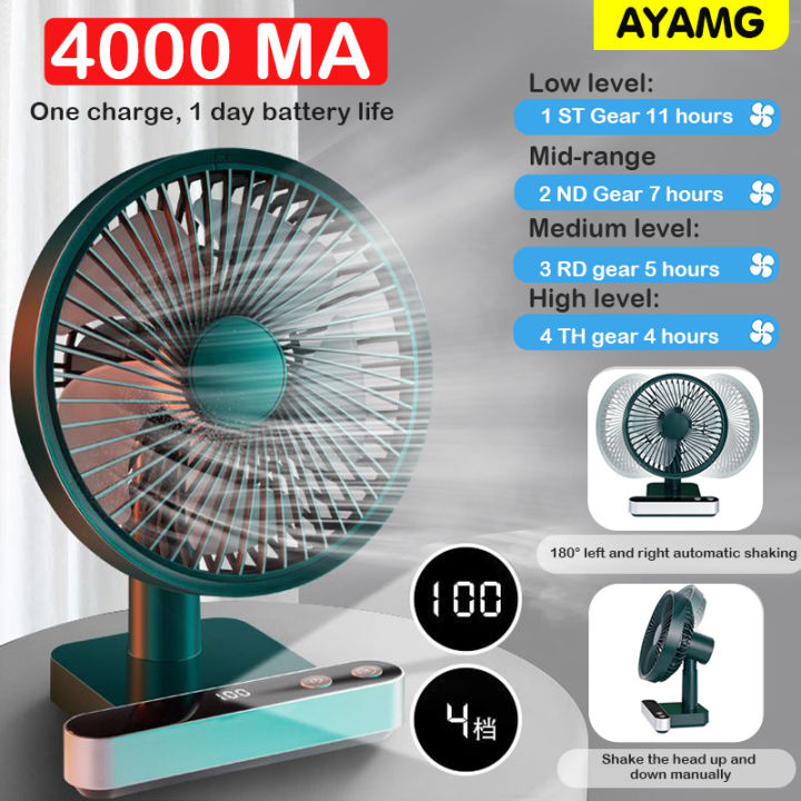 Fan long-term battery life shaking his head digital display usb small ...