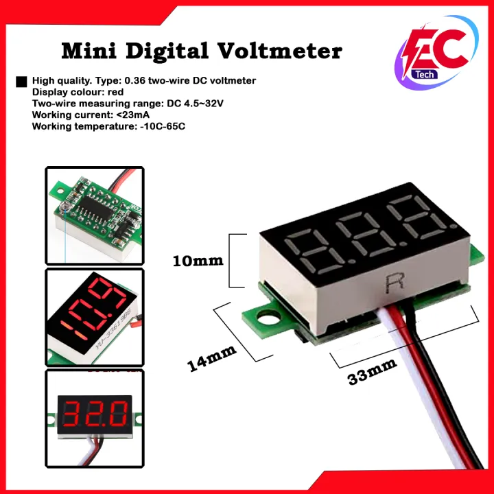 DC- Voltmeter 0.36Inch DC 0-32V 3 Wire Mini Meter[colour Red ] | Shop ...