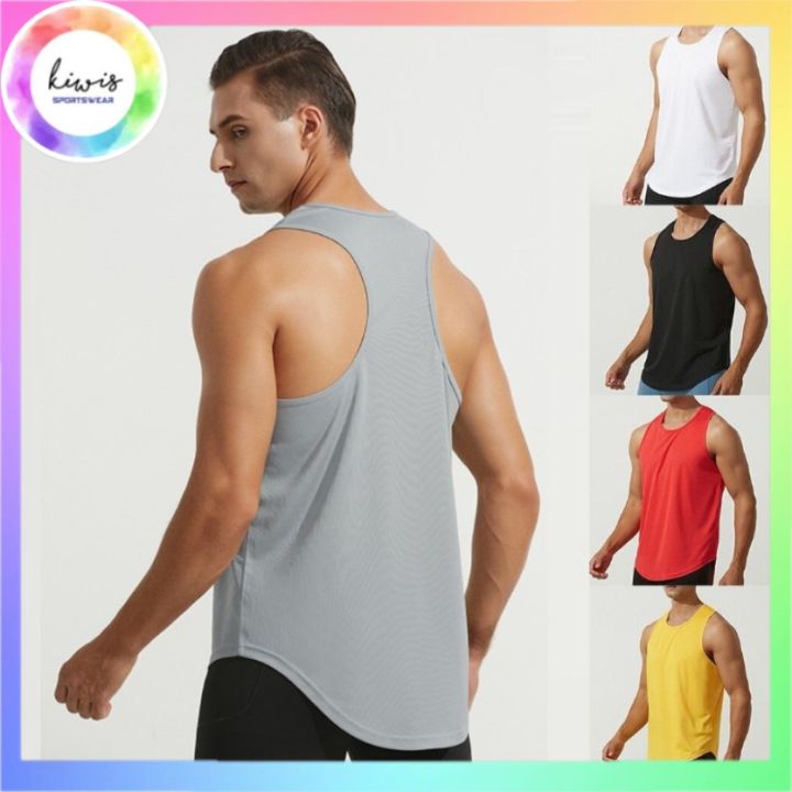 [Kiwis] Gym tank top, men's workout tank top, body building shirt, men's singlet sleeveless plain t-shirt