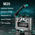 M25 Wireless Bluetooth 5.2 Magnetic Hatch Metal Mechanical Style Dual Ear Digital Display In Ear Sport Bluetooth. 