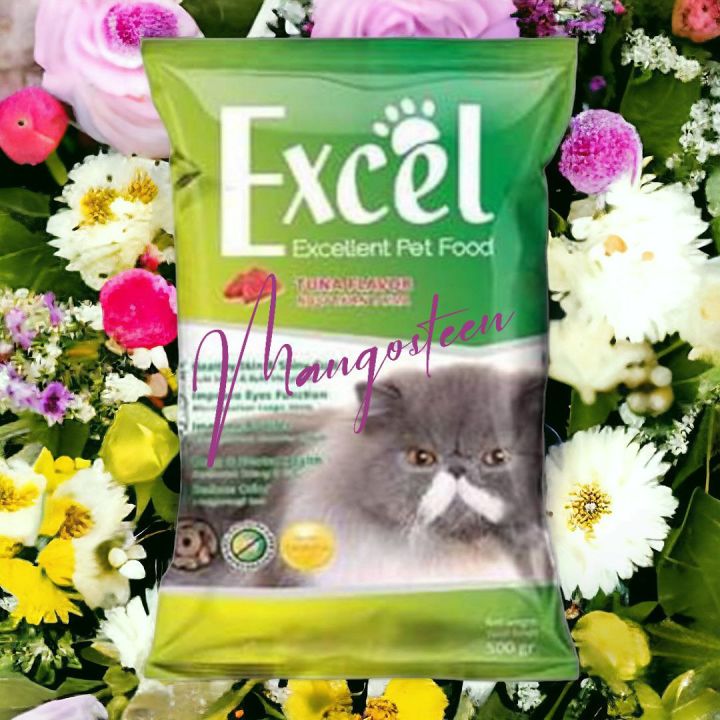 Excel Pet Dry Food Adult ( Green Tuna ) 500g Gift Creamy 1pcs { Very good for the eyes