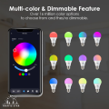 Crabtek Wi-fi & BT Smart Led Bulb 9W Beacon RGB CCT Dimming Bulb Color Changing Music Sync Voice Control. 