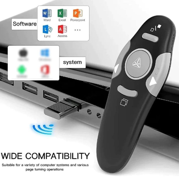 2.4GHz PPT Powerpoint Presentation Wireless Remote Red LED Pointer Presenter Pointers Pen USB RF Remote Control