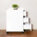 (Preorder) Ctrend 3-drawer wooden cabinet with wheels GR-011 white. 