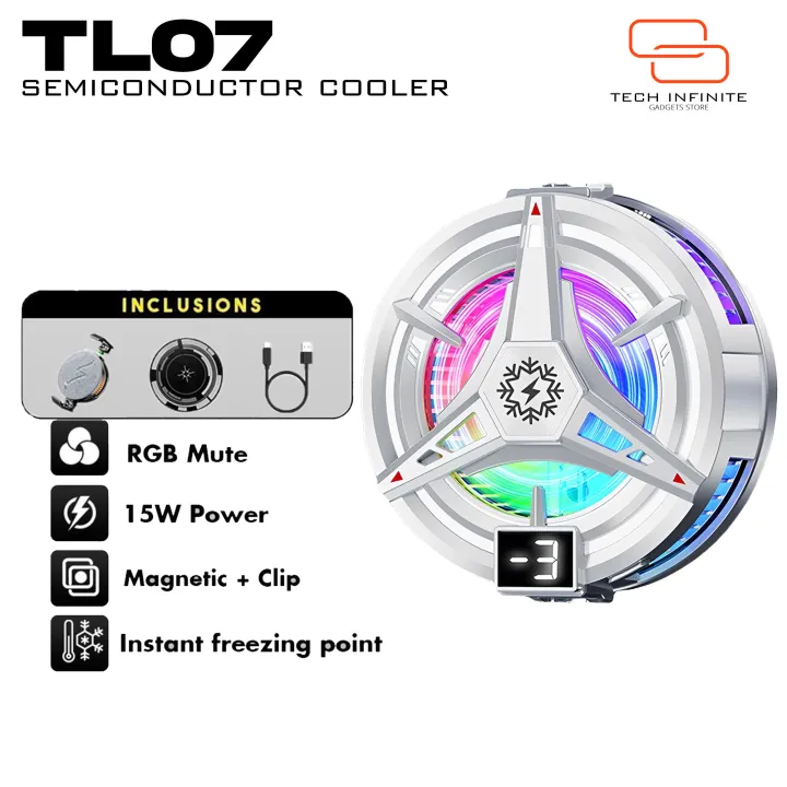 Tech%20Infinite%20TL07%20Semiconductor%20Phone%20Cooler%2015W%20Powerful%20Cooling%20%20Magnetic%20Clip%20&%20Stand%202-in-1%20Digital%20Display%20Semiconductor%20Gaming%20Radiator%20Cooling%20Fan,%20Colorful%20RBG%20Light,%20Powerful%20Magnetic%20Suction%20Three-speed%20Adjustable,%20Magnetically%20Fixed%20Back%20Clip%20-%20Image%202