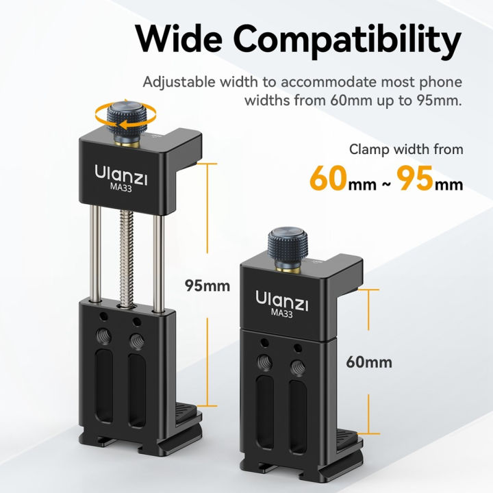 (Preorder)%20Ulanzi%20MA33%20Arca%20Swiss%20Phone%20Mount%20Quick%20Release%20Phone%20Holder%20with%20Cold%20Shoe%20Slot%20and%201/4%20Thread%20Built-in%20-%20Image%206