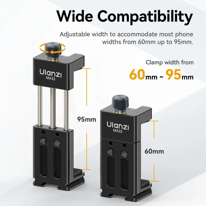 (Preorder)%20Ulanzi%20MA33%20Arca%20Swiss%20Phone%20Mount%20Quick%20Release%20Phone%20Holder%20with%20Cold%20Shoe%20Slot%20and%201/4%20Thread%20Built-in%20-%20Image%206