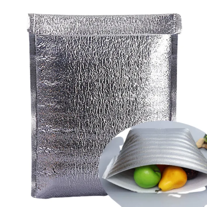 Thick Aluminum Foil Insulation Bag with Sticker 40x50cm, Reusable Thermal Insulated Food Storage Bag Thermal Cooler, Lunch Box | Takeaway