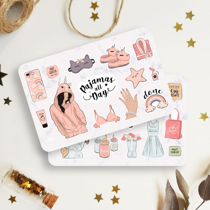 Spring%20time,%20Pajamas%20all%20Day,%20Cute%20Teenage%20Girl%20Sticker%20Sheet%20-%202%20Stickers%20Sheet%20%20Kiss%20Cut%20Stickers%20for%20Planners%20%20Journals%20and%20Scrapbooking%20%20Laptop%20Sticker%20%20Car%20Sticker%20%20Phone%20Sticker%20%20Waterbottle%20Sticker%20%20Wall%20Sticker%20%20Waterproof%20Sticker%20-%20Image%203