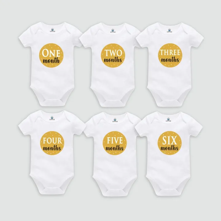 Newborn Monthly Milestone Onesies (Six Pcs)