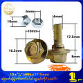 10 x ⁵/₈" (#M6 x 17.5mm) ခြောက်မြှောက်ကော်လံခါးရှူးနပ်တိုင်+ခေါင်း High Quality Hexagonal Head Flange With Large Shoulder Bolt & Nut (Stock Limited). 