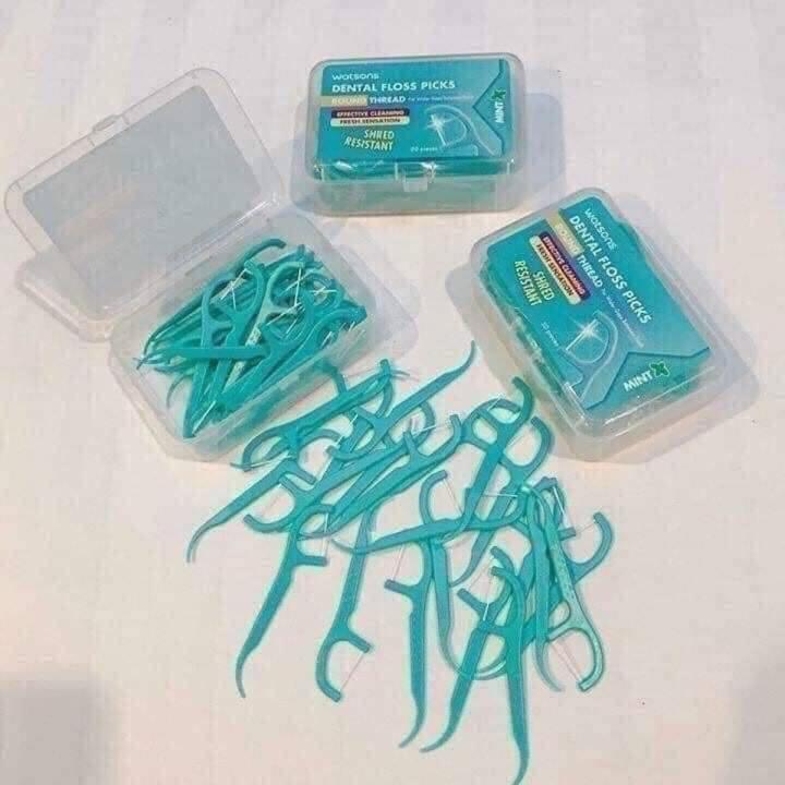 Watsons Brand (Made in Thailand) Mint coated round thread dental floss pricks *50pcs/box