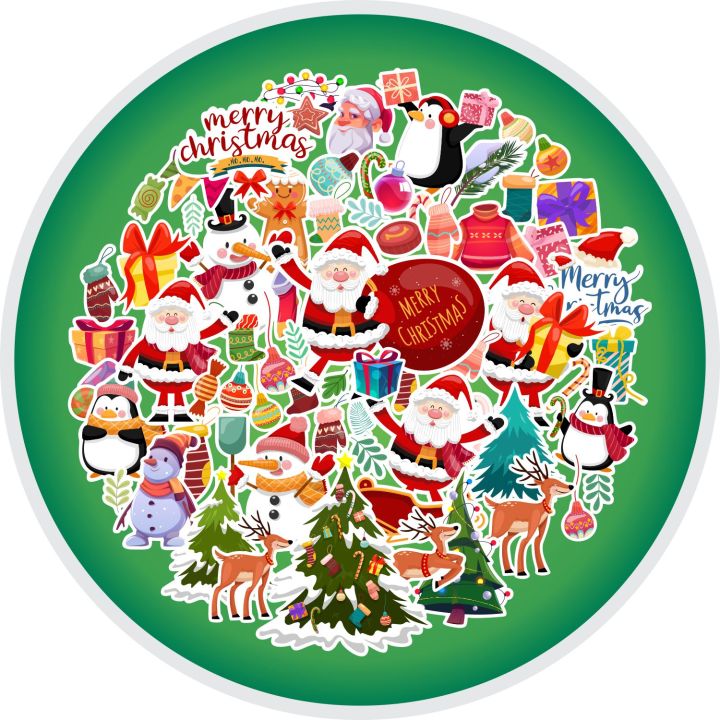 Merry Christmas Cute Water Proof Sticker - 50 Pcs in Pack