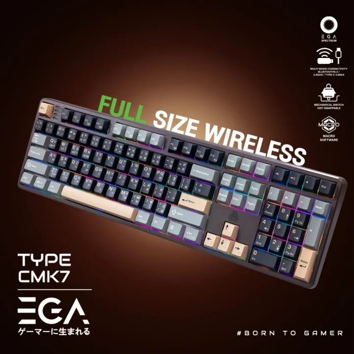 (Preorder)%C2%A0EGA%20Gaming%20Keyboard%20TYPE%20CMK7%20connects%20BT,%20wireless,%20wired%20Mechanical%20Full%20RGB%20CIY%20Switch%205%20Pin%20size%20100%25%20-%20Image%203
