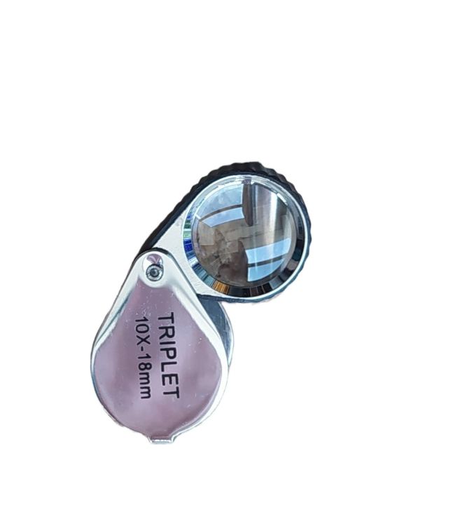 FABLE Hand lens 10x 18 mm triplet, ၁၀ ဆချဲ့ မှန်ဘီးလူ အ ကောင်းစား၊