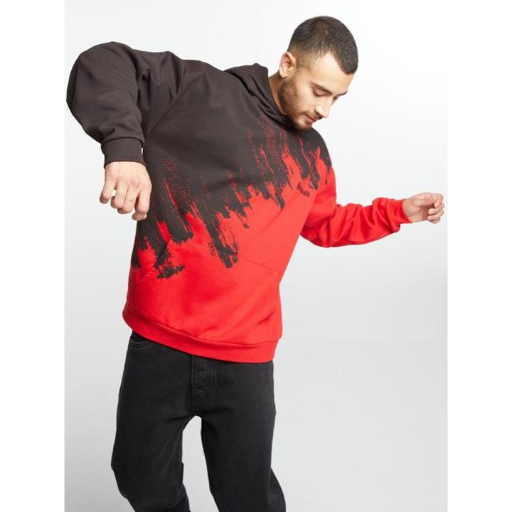 Black Squad Relaxed-fit Pullover Hoodie for Men ( Europe export outlet )