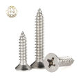 14 (#M6.1) ခေါင်းပြားစတားစတီးစကူ A2-70 / 304 Stainless Steel Cross Recessed Phillips Flat Head Self Tapping Screw. 
