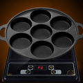 (Preorder) 【winnereco】7-cup Cast Iron Egg Pan, Non-stick Pancake Pan with Brush, Omelette Pan for Gas and Induction Cooktops. 