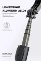 Tech Infinite Q03S Selfie Stick Tripod with Beauty Fill Light 760mm Wireless Remote BT 360 Rotation Phone Camera Aluminium Alloy Stand Holder Wireless Remote Selfie Stick BT Tripod 3 in 1 with LED Fill Light for Smartphone. 