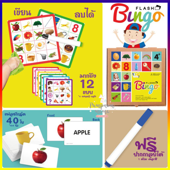 (Preorder)  Flash Bingo, a vocabulary bingo game and flash cards, plus an erasable pen! Brain training games, brain development games, IQ training games, brain training toys.