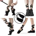 [Kiwis]Yoga Socks Self Tied Style Toeless Socks Profession Female Dance SocksToe Anti-Slip Ankle Grip Socks Dots Pilates Fitness Socks. 