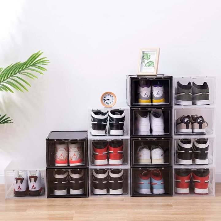 LAFA 1pc Stackable Shoe Box Foldable Shoes Rack Attachable Storage Box Organizer Case ဖိနပ်ထည့်ဘူး အတွဲစင်