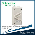 Schneider Isolator, Surface Mount Double Pole Isolating Switch, IP66, 2 Pole, Two Pole, 35A, 440V, Wheatherproof. 