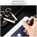 (Preorder)FONKEN 3 In 1 Touch Screen Pen Black Ballpoint Pen Stylus Keychain Capacitive Plastic Chain Ring Small Drawing. 