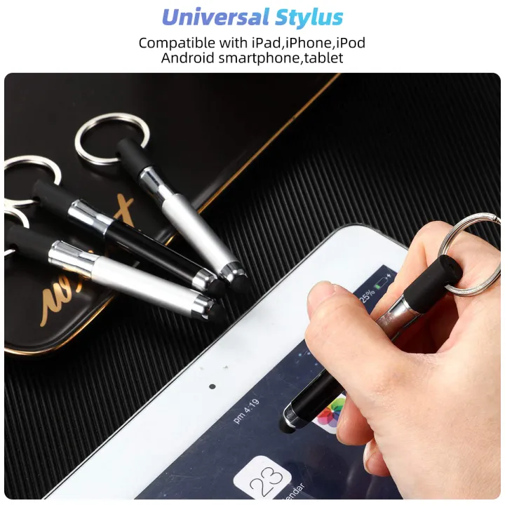 (Preorder)FONKEN%203%20In%201%20Touch%20Screen%20Pen%20Black%20Ballpoint%20Pen%20Stylus%20Keychain%20Capacitive%20Plastic%20Chain%20Ring%20Small%20Drawing%20-%20Image%204