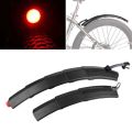 Folding Bicycle Fenders with Taillight Quick Release MTB Front Rear Mudguards Cycling Parts Bike Fenders. 