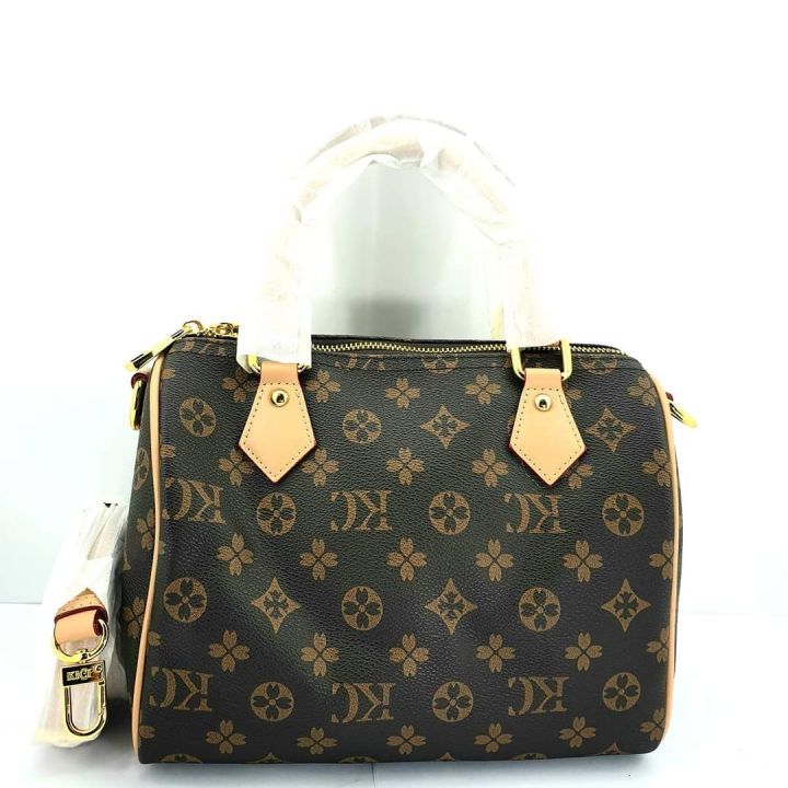 Kici and Classical Brand Monogram Hand Bag with Stripe