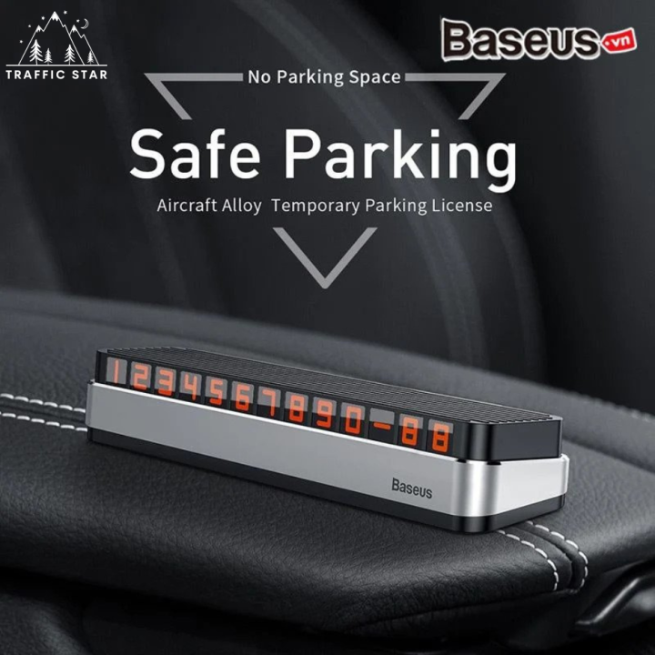 Baseus Alloy Car Temporary Parking Card Telephone Number Holder Auto Park Mobile Phone Number Plate Car Luminious Numbers Stickers Car Accessories
