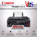 (Preorder) Canon Printer PIXMA Model G3010 AIO Wi-Fi 3 IN 1 Inkjet Tank Multifunction Printer Sold with 1 set of genuine ink refills. 
