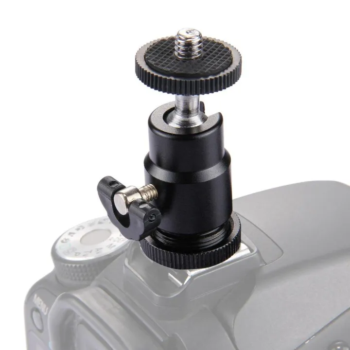 PULUZ%20PU211%201/4"%20Universal%20Screw%20Swivel%20Ball%20Head%20Hot%20Shoe%20Mount%20Adapter%20Black%20-%20Image%203
