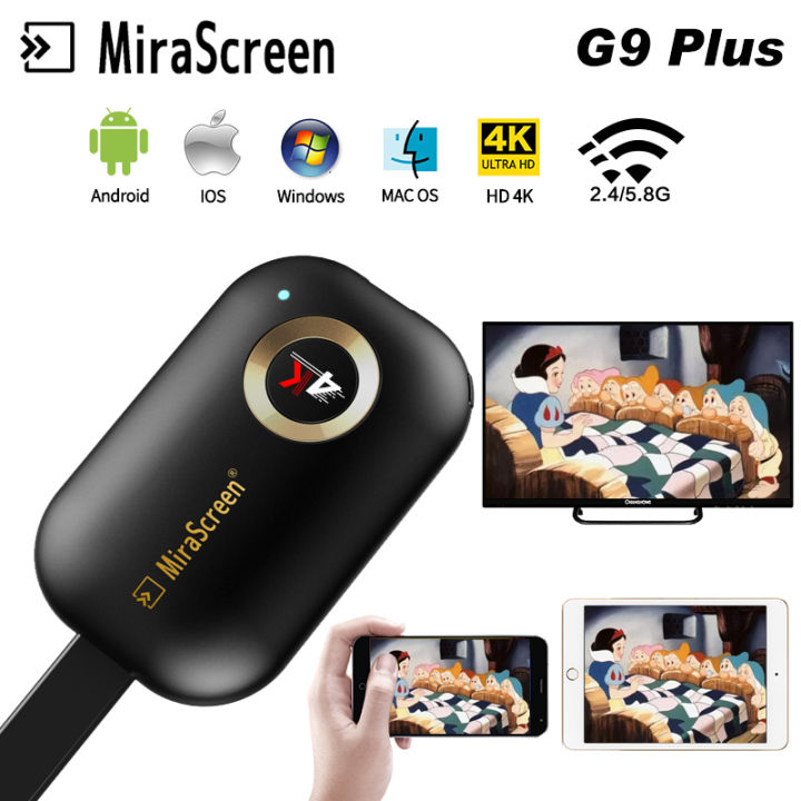 Tech Infinite G9 Plus HDMI Wireless Display Receiver 5G/2.4G WIFI 4K 1080P Mobile Screen Cast Mirroring Adapter Dongle for iPhone Mac iOS Android to TV Projector Support Miracast Airplay DLNA No Switching