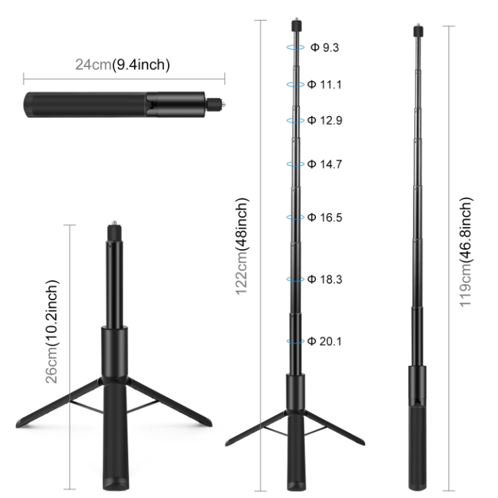 (Preorder)%20PULUZ%20Invisible%20Selfie%20Stick%201.22m%20With%20Tripod%20for%20Insta360%20X4/X3%20(Black)%20-%20Image%203