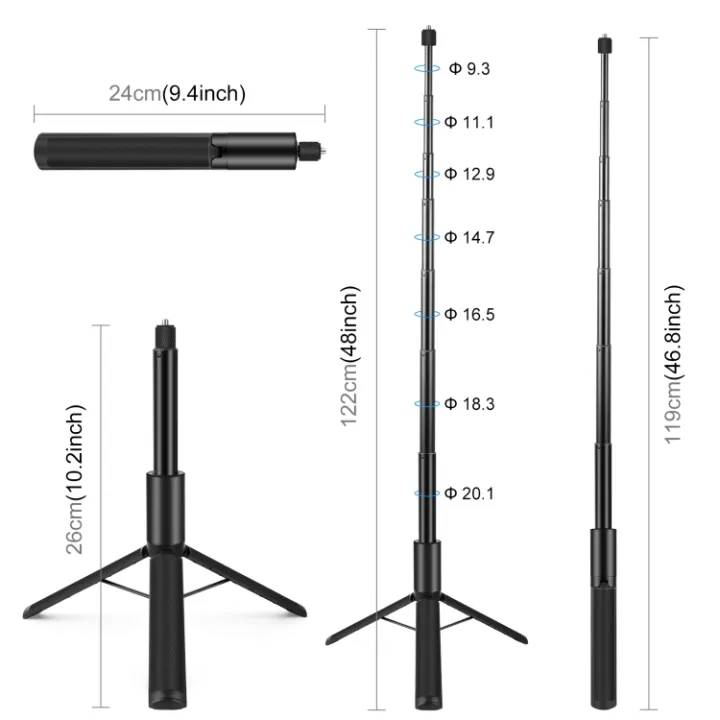 (Preorder)%20PULUZ%20Invisible%20Selfie%20Stick%201.22m%20With%20Tripod%20for%20Insta360%20X4/X3%20(Black)%20-%20Image%203