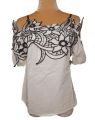 ချည်သား ပခုံးလျော့အင်္ကျီ ဇာပါ Cotton Off shoulder Top Blouse with lace – A Perfect Fusion of Comfort and Delicate Lace Detailing. 