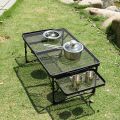 (Preorder)Size S Iron Grid Table With Wings HQZ-6040 Strong 90cm x 40cm x25cm / Folding 40x30x8CM | Burapha Camp. 