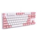 Tech Infinite JK-929 Mechanical Keyboard  87 Keys Wired Mechanical Keyboard Mixed Light Mechanical Keyboard with Mechanical Blue Switch Suspension Button Mechanical Gaming Keyboard, Mixed Light Gaming Keyboard Computer for Desktop Laptop (Blue, Pink). 