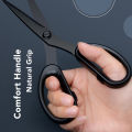 DELI Stainless Steel Black Blade Scissors Home Multi-function Office Anti Rust Scissors Stationery Handmade Craft Paper Fabric Cutting Tools. 