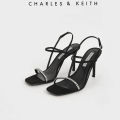 [Charles & Keith] Singapore Preorder Textured Gem-Embellished Strappy Sandals/ Fashion / Women / Shoes /Heeled Sandals. 
