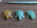 Jade turtle medium size 3 pc set,  ကျောက်စိမ်း လိပ်အလတ် ၃ ကောင်တွဲ၊. 