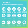 (Preorder) TP-Link Deco E4 AC1200 Whole Home Mesh WiFi 1 box 2 devices 10/100 Mbps ports 2 channels WiFi signal extender lifetime warranty. 