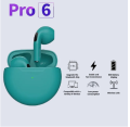 Pro6 TWS Touch Control Wireless Headphone Bluetooth 5.0 Earphones Sport Earbuds Music Headset. 