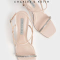 [Charles & Keith] Singapore Preorder Textured Gem-Embellished Strappy Sandals/ Fashion / Women / Shoes /Heeled Sandals. 