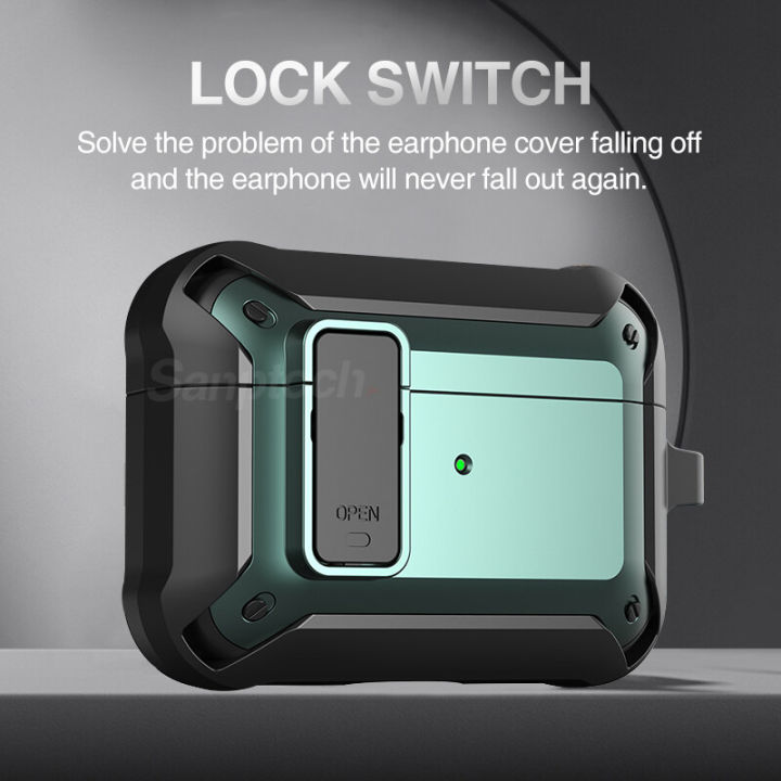 (Preorder)Sanptoch%20Switch%20Lock%20Case%20For%20Apple%20Airpods%204/Pro2/Pro/3rd/2nd/1st%20Generation%20Armor%20Military%20Full%20Cover%20Wireless%20Earphone%20Shockproof%20Protective%20Case%20With%20Keychain%20-%20Image%203