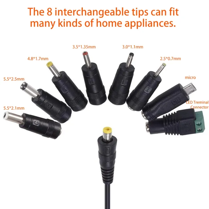 30W%20Universal%20Power%20Adapter%203V%204.5V%205V%206V%207.5V%209V%2012V%20AC%20DC%20Charger%20Converter%20+%205V%202.1A%20USB%20Port%20With%208Pcs%20jack%20-%20Image%208