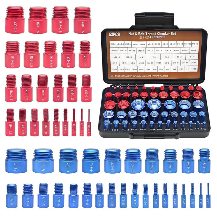 (Preorder) Yieryi 52-piece Thread and Nut Inspection Set, Metric & SAE Thread Gauge Set for Identifying Fasteners, Automotive/Bicycle/Machinery Repair Tools